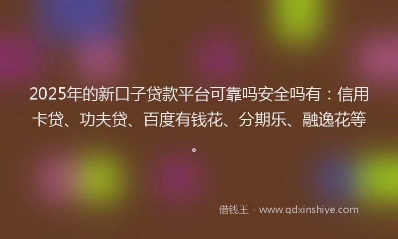 2025年的新口子贷款平台可靠吗安全吗有：信用卡贷、功夫贷、百度有钱花、分期乐、融逸花等。