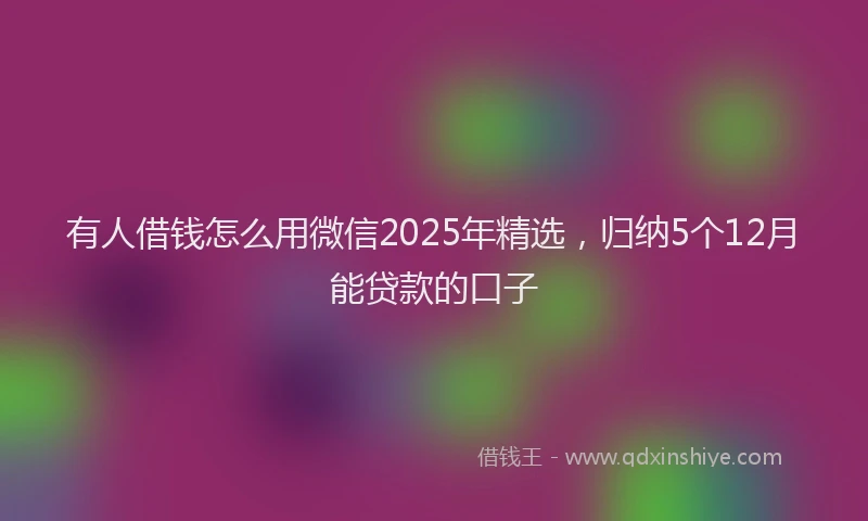 有人借钱怎么用微信2025年精选，归纳5个12月能贷款的口子