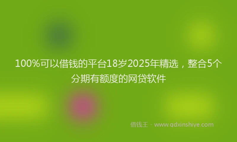 100%可以借钱的平台18岁2025年精选，整合5个分期有额度的网贷软件
