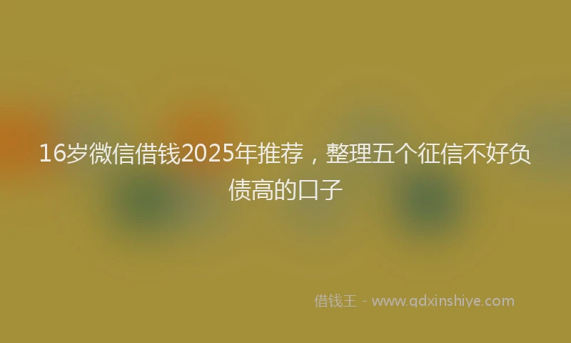 16岁微信借钱2025年推荐，整理五个征信不好负债高的口子