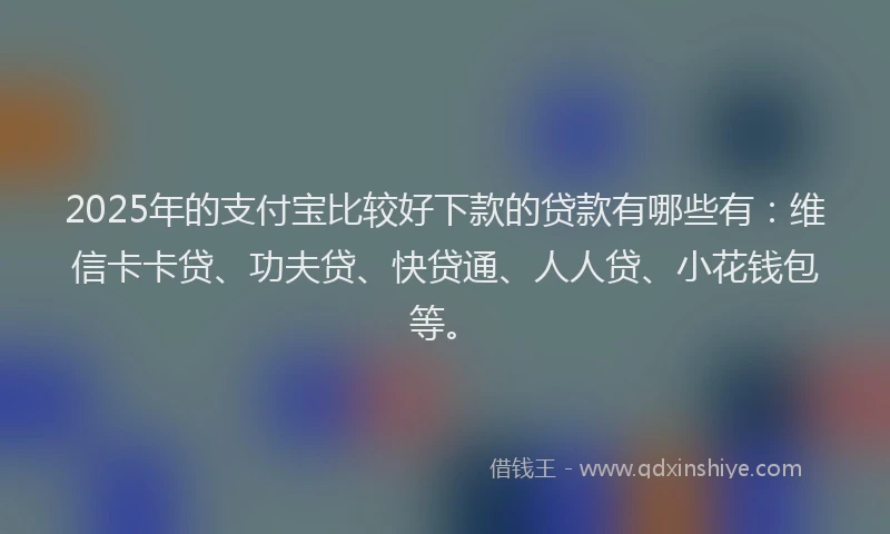 2025年的支付宝比较好下款的贷款有哪些有：维信卡卡贷、功夫贷、快贷通、人人贷、小花钱包等。