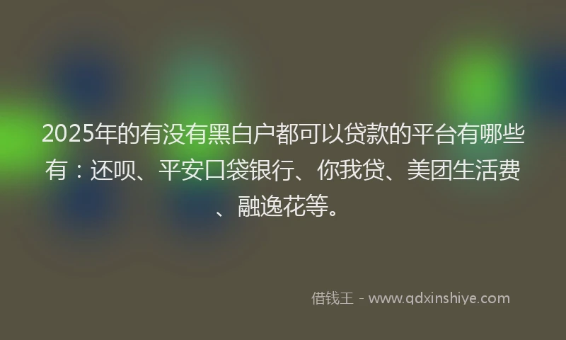 2025年的有没有黑白户都可以贷款的平台有哪些有：还呗、平安口袋银行、你我贷、美团生活费、融逸花等。