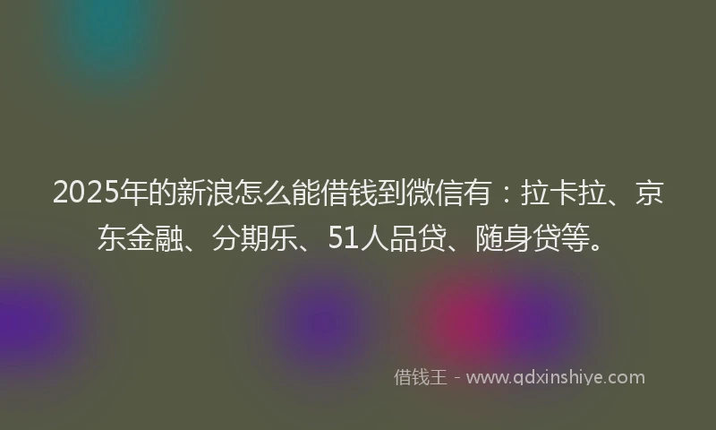 2025年的新浪怎么能借钱到微信有：拉卡拉、京东金融、分期乐、51人品贷、随身贷等。
