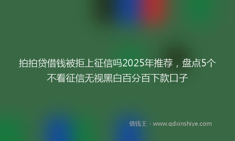 拍拍贷借钱被拒上征信吗2025年推荐，盘点5个不看征信无视黑白百分百下款口子