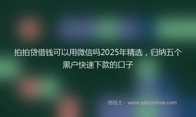 拍拍贷借钱可以用微信吗2025年精选，归纳五个黑户快速下款的口子