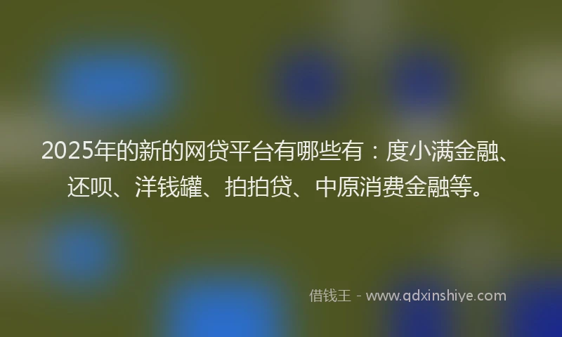 2025年的新的网贷平台有哪些有：度小满金融、还呗、洋钱罐、拍拍贷、中原消费金融等。