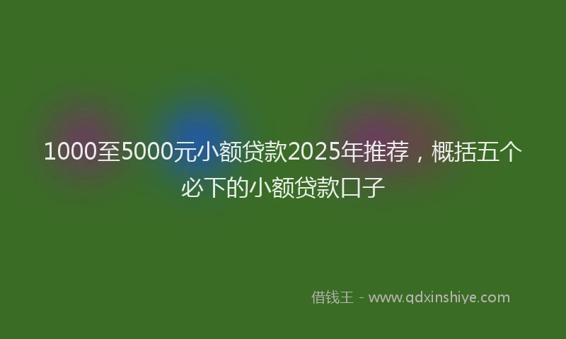 1000至5000元小额贷款2025年推荐，概括五个必下的小额贷款口子
