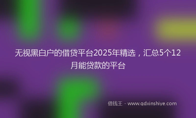 无视黑白户的借贷平台2025年精选，汇总5个12月能贷款的平台