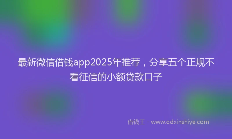 最新微信借钱app2025年推荐，分享五个正规不看征信的小额贷款口子