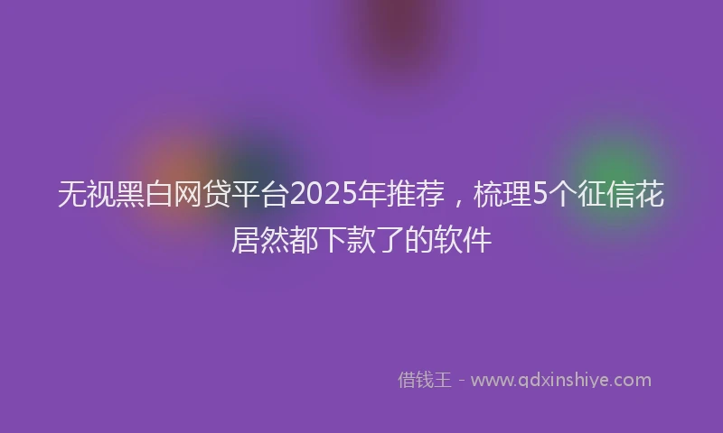 无视黑白网贷平台2025年推荐，梳理5个征信花居然都下款了的软件