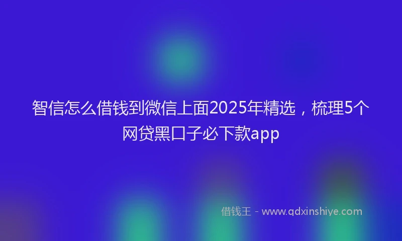 智信怎么借钱到微信上面2025年精选，梳理5个网贷黑口子必下款app