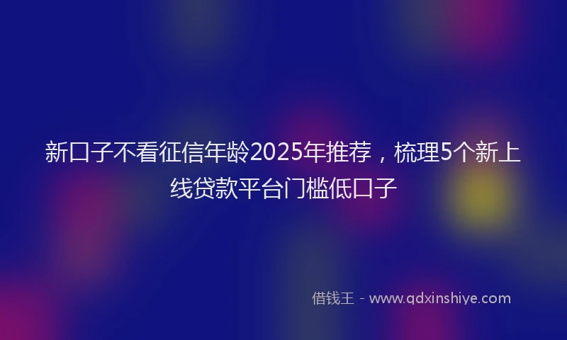 新口子不看征信年龄2025年推荐，梳理5个新上线贷款平台门槛低口子