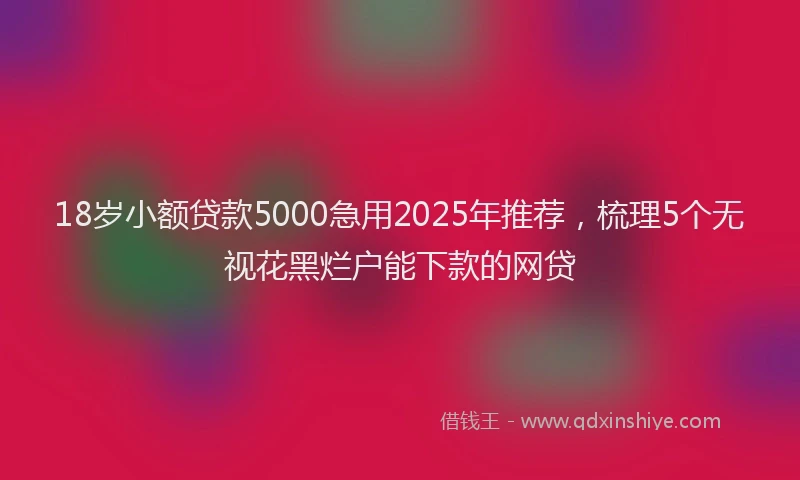18岁小额贷款5000急用2025年推荐，梳理5个无视花黑烂户能下款的网贷