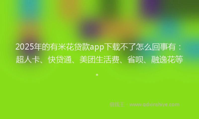 2025年的有米花贷款app下载不了怎么回事有：超人卡、快贷通、美团生活费、省呗、融逸花等。