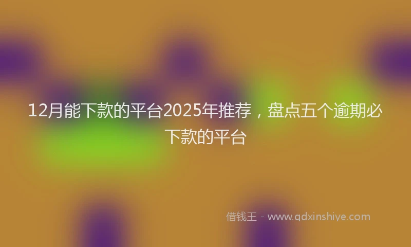 12月能下款的平台2025年推荐，盘点五个逾期必下款的平台