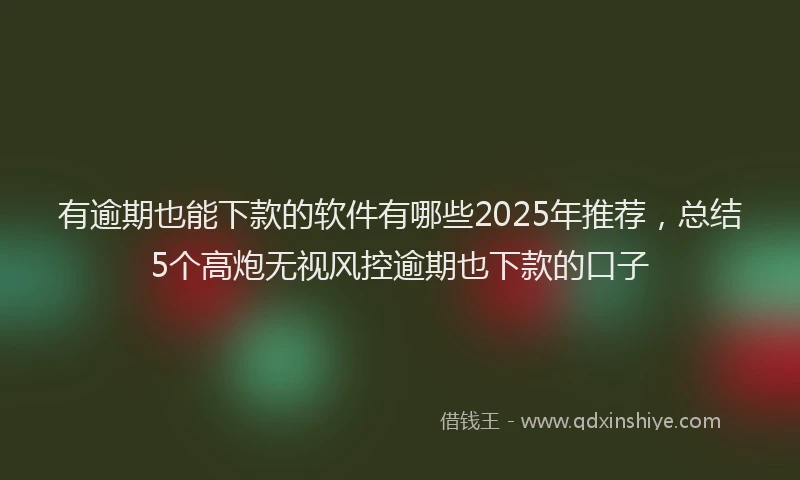 有逾期也能下款的软件有哪些2025年推荐，总结5个高炮无视风控逾期也下款的口子