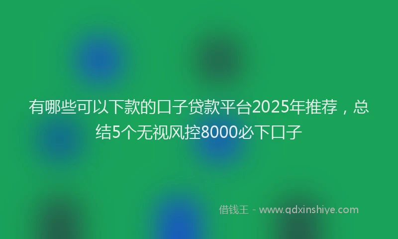 有哪些可以下款的口子贷款平台2025年推荐，总结5个无视风控8000必下口子