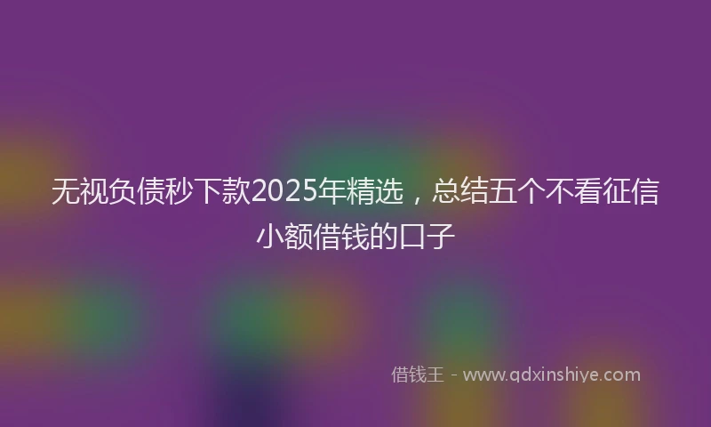 无视负债秒下款2025年精选，总结五个不看征信小额借钱的口子