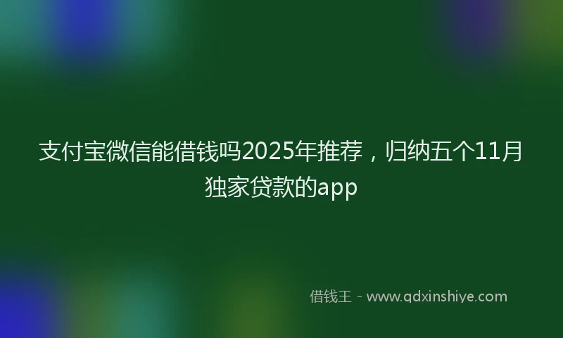 支付宝微信能借钱吗2025年推荐，归纳五个11月独家贷款的app