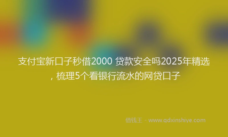 支付宝新口子秒借2000 贷款安全吗2025年精选，梳理5个看银行流水的网贷口子