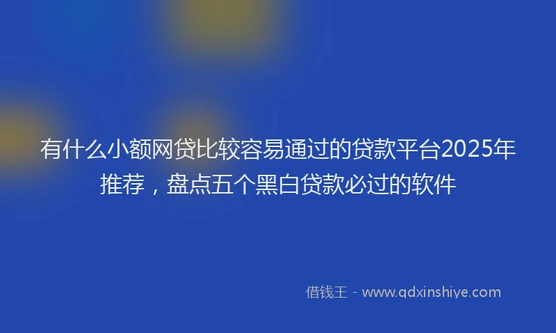 有什么小额网贷比较容易通过的贷款平台2025年推荐，盘点五个黑白贷款必过的软件