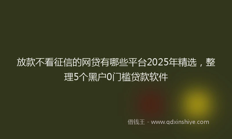 放款不看征信的网贷有哪些平台2025年精选，整理5个黑户0门槛贷款软件