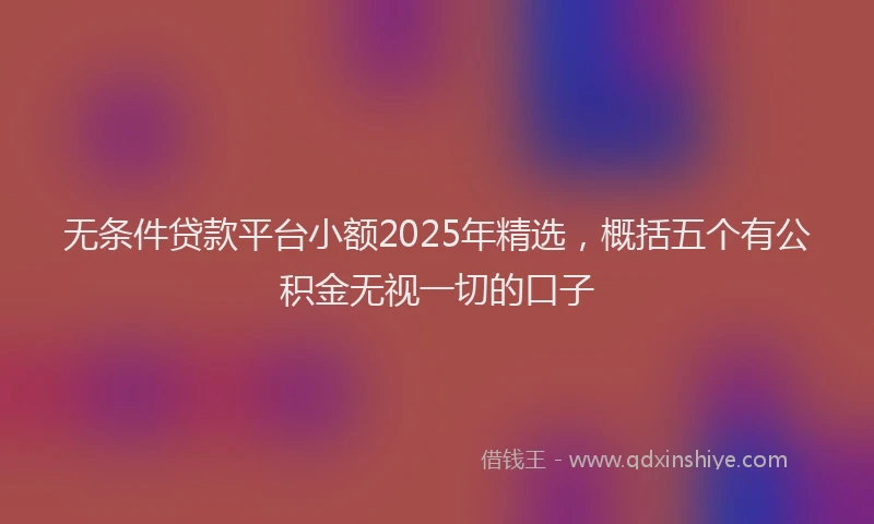 无条件贷款平台小额2025年精选，概括五个有公积金无视一切的口子