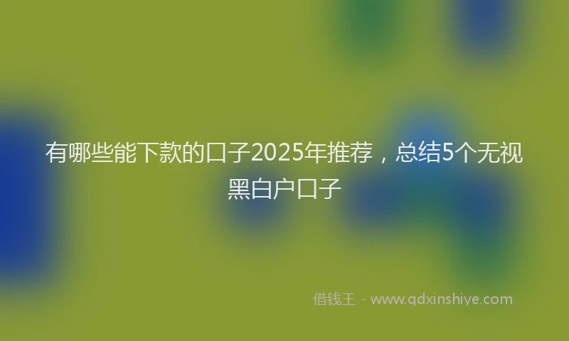 有哪些能下款的口子2025年推荐，总结5个无视黑白户口子