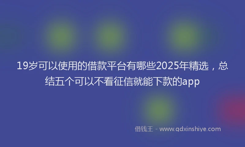 19岁可以使用的借款平台有哪些2025年精选，总结五个可以不看征信就能下款的app