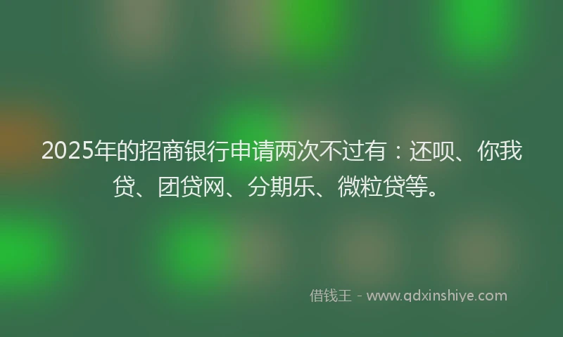 2025年的招商银行申请两次不过有：还呗、你我贷、团贷网、分期乐、微粒贷等。
