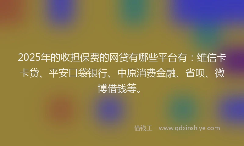 2025年的收担保费的网贷有哪些平台有：维信卡卡贷、平安口袋银行、中原消费金融、省呗、微博借钱等。