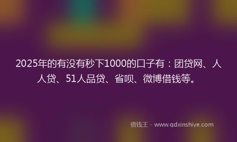 2025年的有没有秒下1000的口子有：团贷网、人人贷、51人品贷、省呗、微博借钱等。