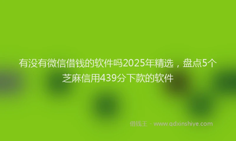 有没有微信借钱的软件吗2025年精选，盘点5个芝麻信用439分下款的软件