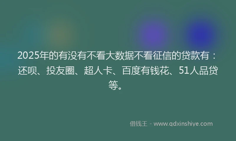 2025年的有没有不看大数据不看征信的贷款有：还呗、投友圈、超人卡、百度有钱花、51人品贷等。