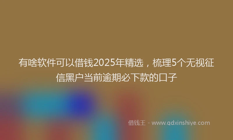 有啥软件可以借钱2025年精选，梳理5个无视征信黑户当前逾期必下款的口子
