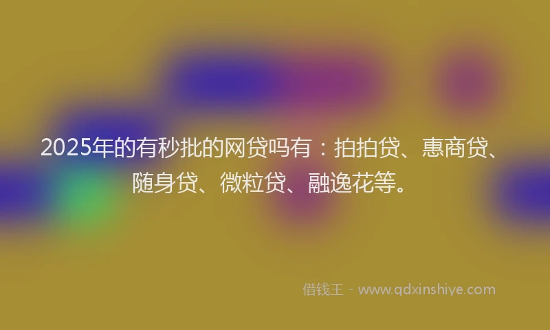 2025年的有秒批的网贷吗有：拍拍贷、惠商贷、随身贷、微粒贷、融逸花等。
