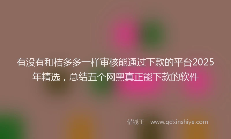 有没有和桔多多一样审核能通过下款的平台2025年精选，总结五个网黑真正能下款的软件