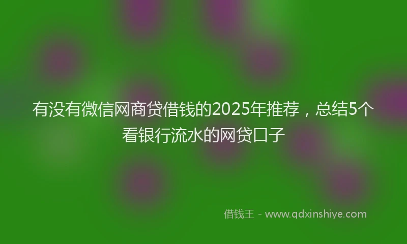 有没有微信网商贷借钱的2025年推荐，总结5个看银行流水的网贷口子