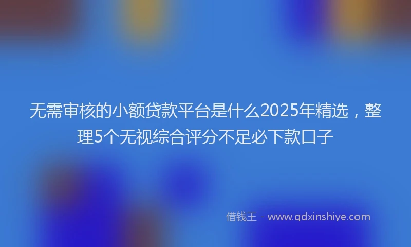 无需审核的小额贷款平台是什么2025年精选，整理5个无视综合评分不足必下款口子