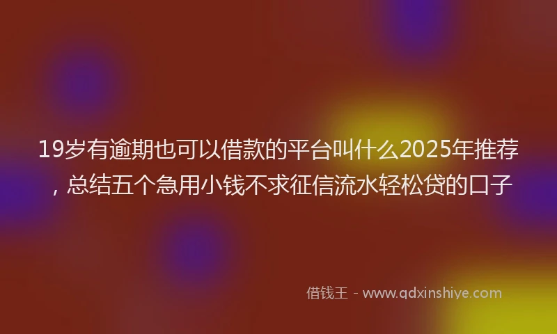 19岁有逾期也可以借款的平台叫什么2025年推荐，总结五个急用小钱不求征信流水轻松贷的口子