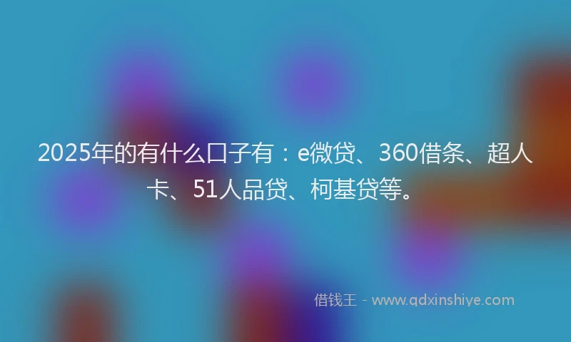 2025年的有什么口子有：e微贷、360借条、超人卡、51人品贷、柯基贷等。