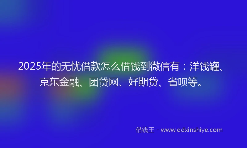 2025年的无忧借款怎么借钱到微信有：洋钱罐、京东金融、团贷网、好期贷、省呗等。