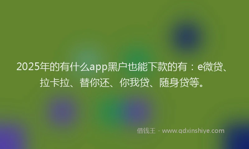 2025年的有什么app黑户也能下款的有：e微贷、拉卡拉、替你还、你我贷、随身贷等。