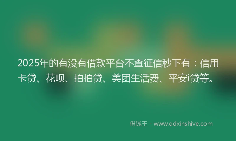 2025年的有没有借款平台不查征信秒下有：信用卡贷、花呗、拍拍贷、美团生活费、平安i贷等。