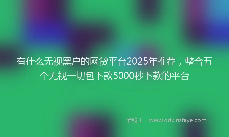 有什么无视黑户的网贷平台2025年推荐，整合五个无视一切包下款5000秒下款的平台
