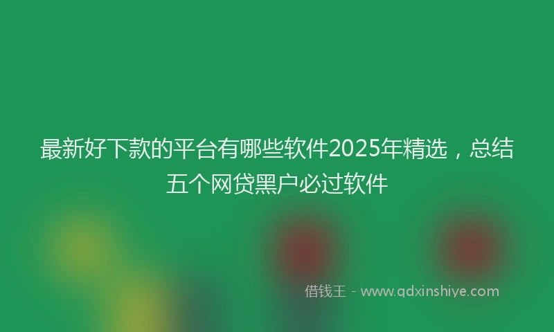 最新好下款的平台有哪些软件2025年精选，总结五个网贷黑户必过软件