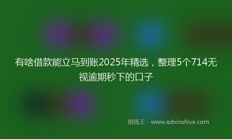 有啥借款能立马到账2025年精选，整理5个714无视逾期秒下的口子