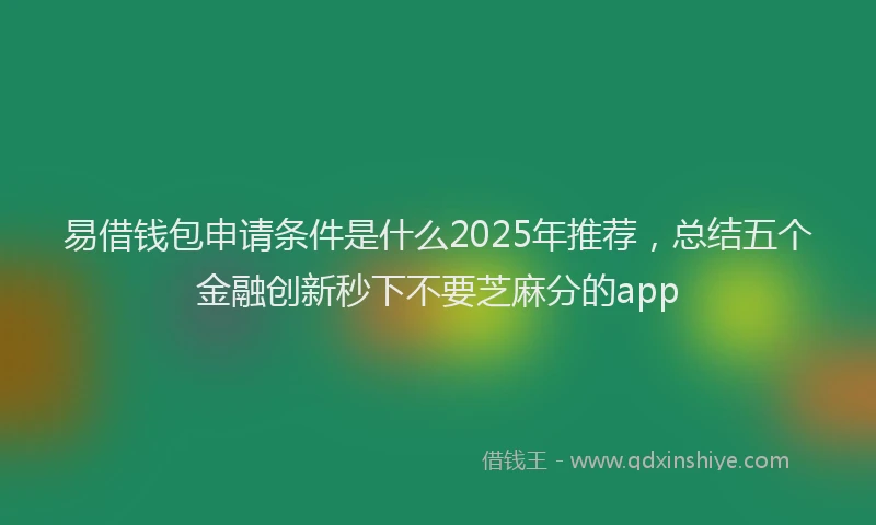 易借钱包申请条件是什么2025年推荐，总结五个金融创新秒下不要芝麻分的app