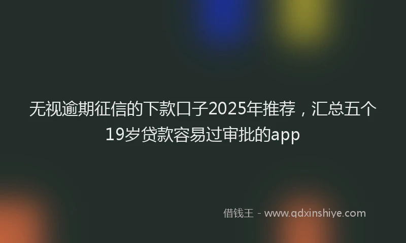 无视逾期征信的下款口子2025年推荐，汇总五个19岁贷款容易过审批的app