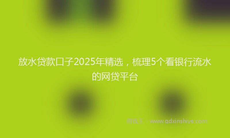 放水贷款口子2025年精选，梳理5个看银行流水的网贷平台